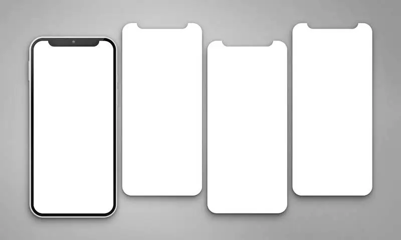 Set of Four Smartphones Screens