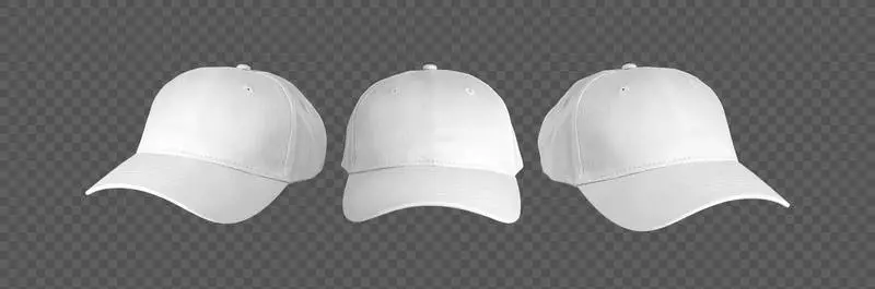 Set of Three White Caps Isolated