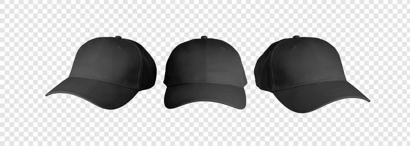 Pack of Three Black Caps Isolated