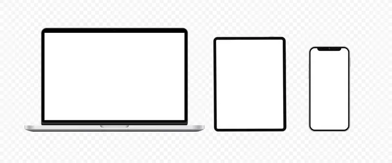 Isolated Tablet, Laptop and Smartphone Composition