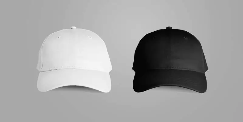 Black and White Front Caps on Light Background