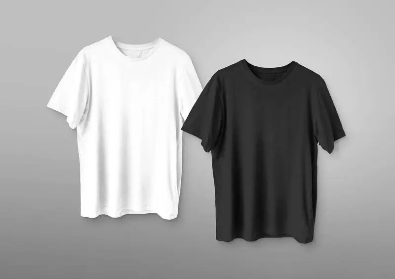 Black and White T-shirts on Grey Background