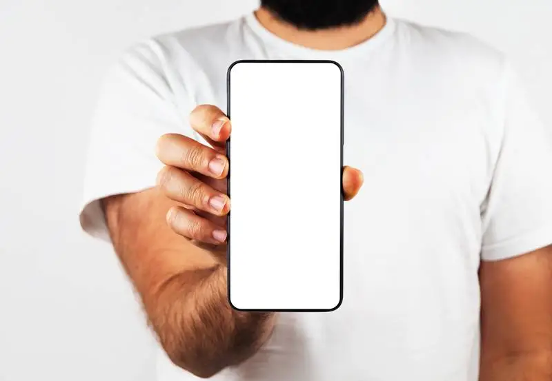 Model Holding a Plain White Smartphone