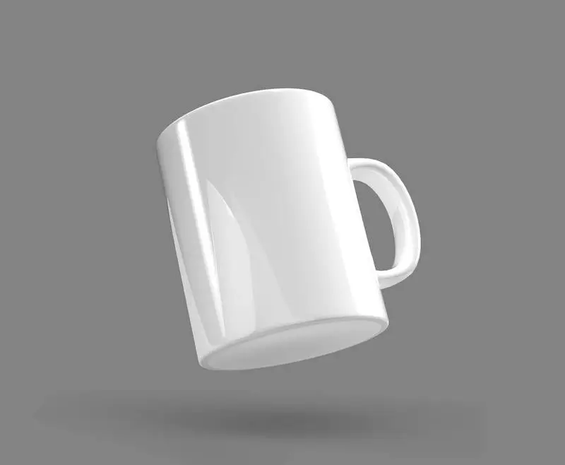 Plain White Mug Over Grey Background