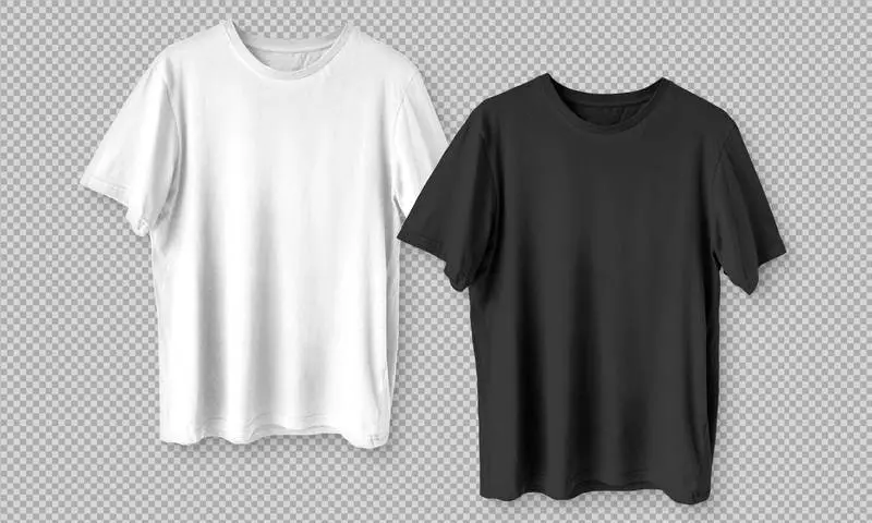 Black and White T-shirts on Transparent Background