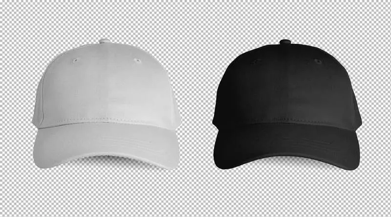 Isolated Black and White Front Caps