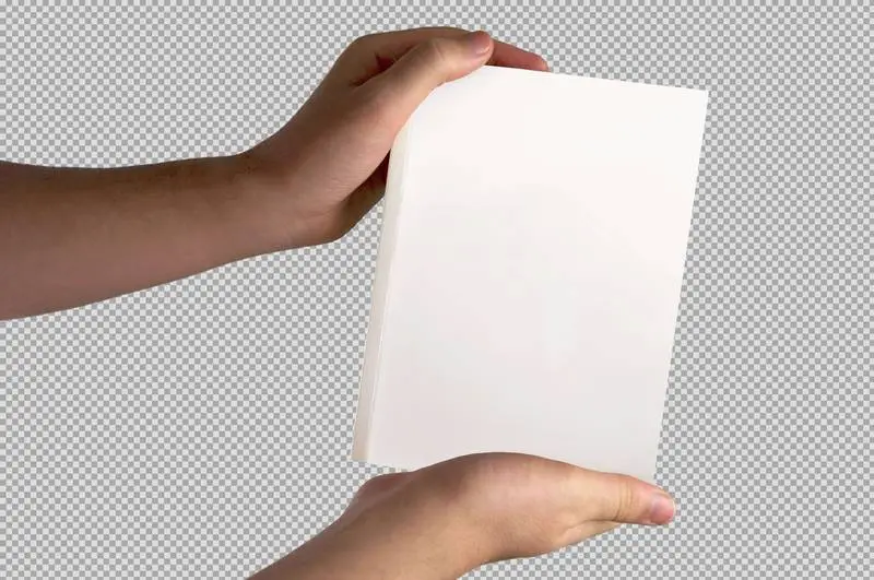 Plain White Book Held on a Transparent Background