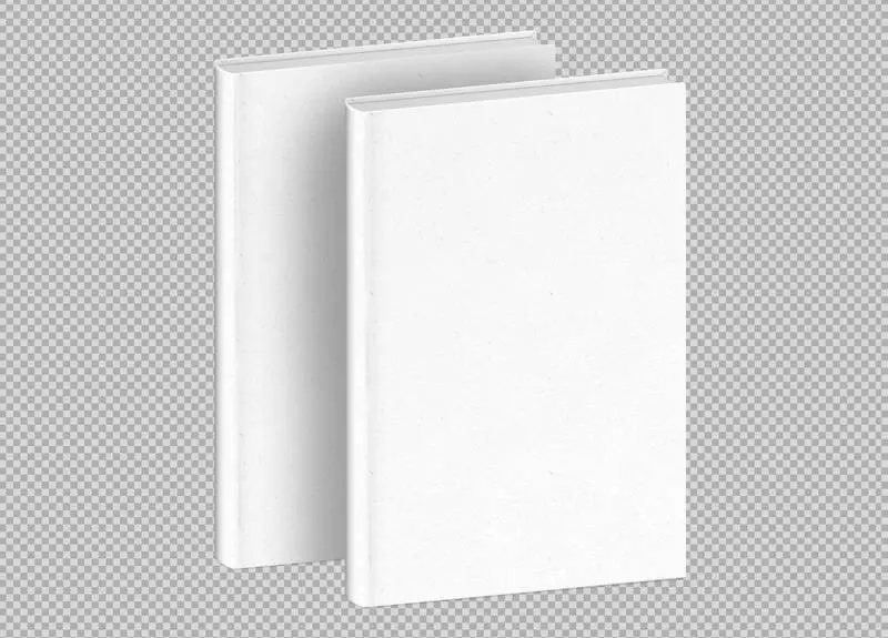 Two Plain White Books on Transparent Background