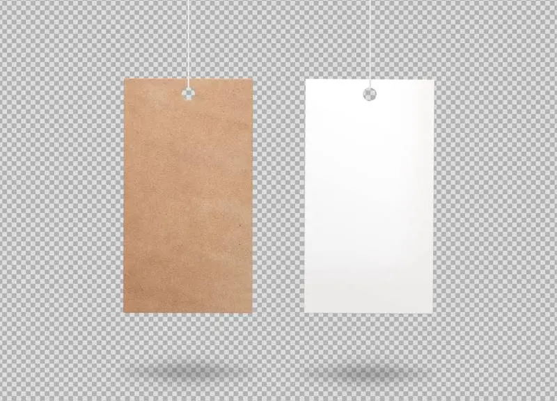 Two Plain Hanging Labels on Transparent Background