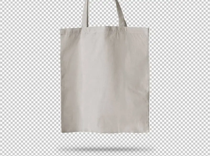 Plain White Tote Bag Hanging Over Transparent Background
