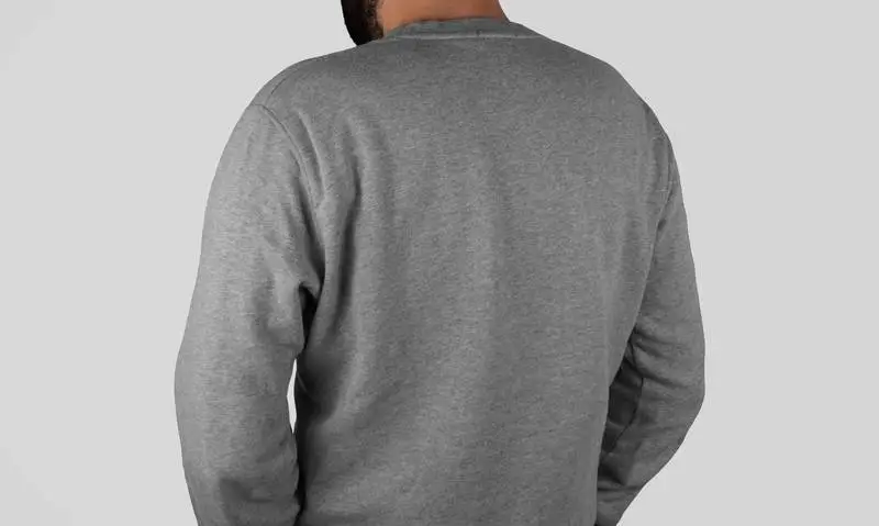 Back Grey Sweater on Green Background