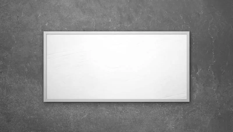 Big Plain White Crumpled Panel on Stone Wall