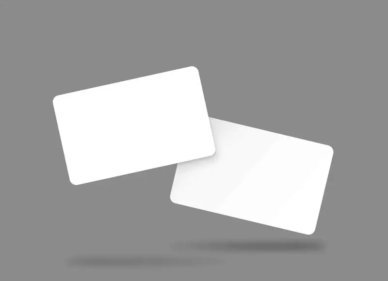 Front and Back Plain White Cards on Light Background