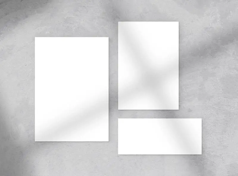 Set of Paper Sheets on Gray Background