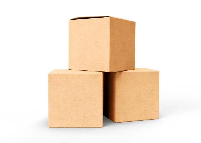 Three Cardboard Boxes on White Background
