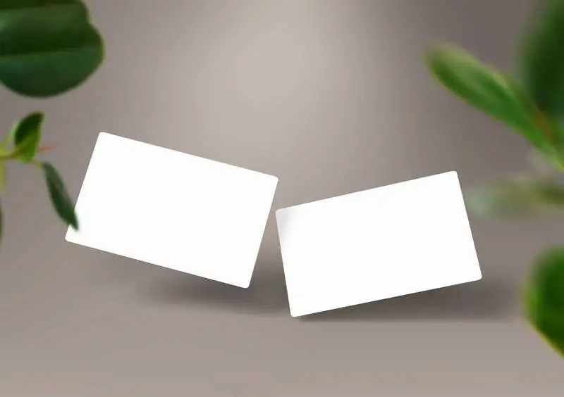 White Business Cards with Plants on the Foreground