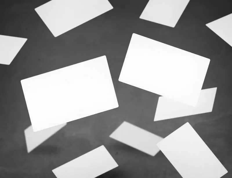 Collection of Falling White Business Cards