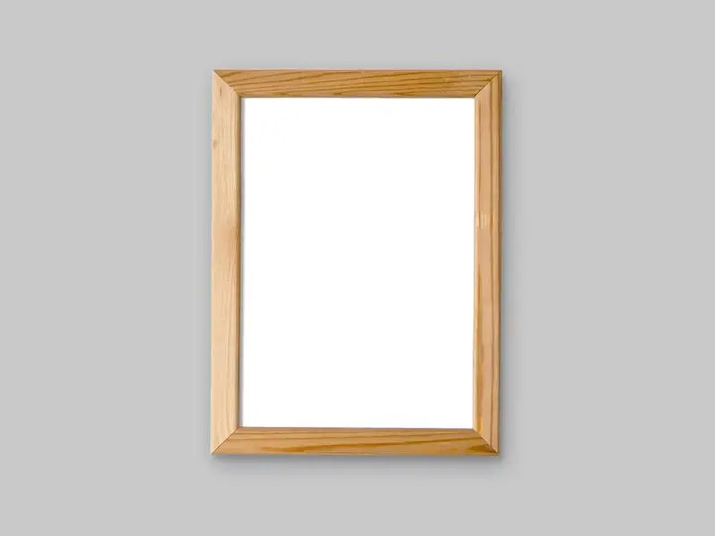 Thin Wooden Frame Over Grey Wall