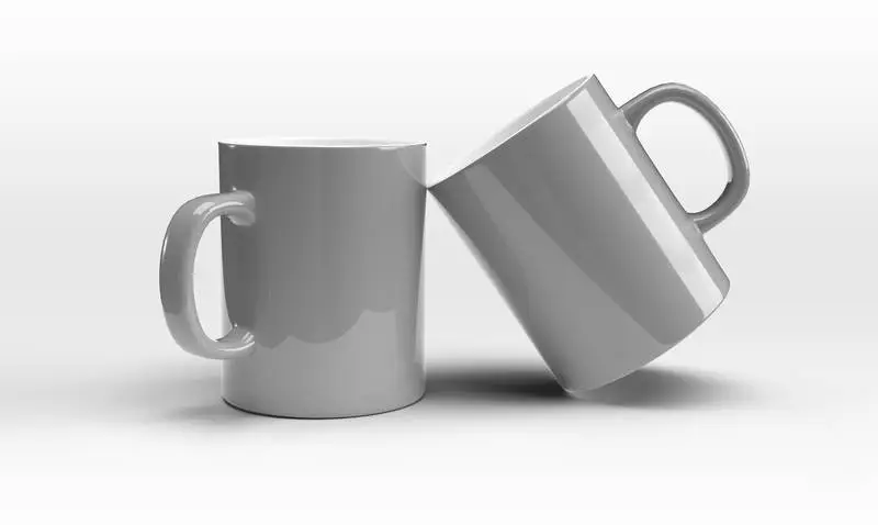 Two Mugs on White Background