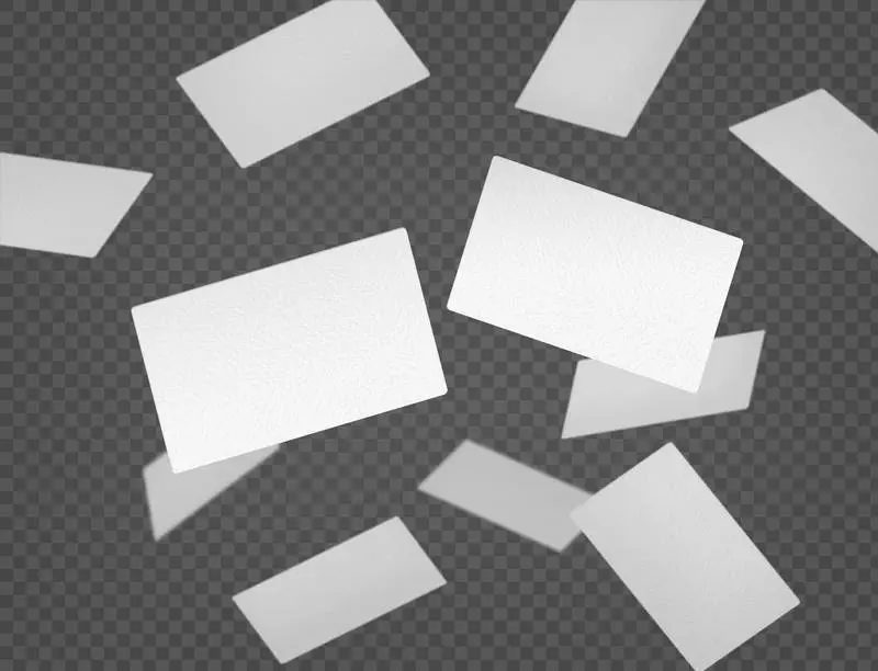 White Falling Business Cards Collection