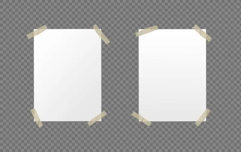Pair of White Posters with Tape