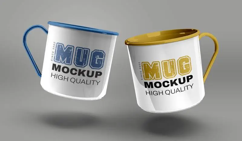 Mockup of Two Metallic Mugs