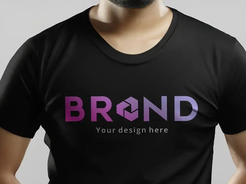 Mockup of Model with Black T-Shirt with Logo