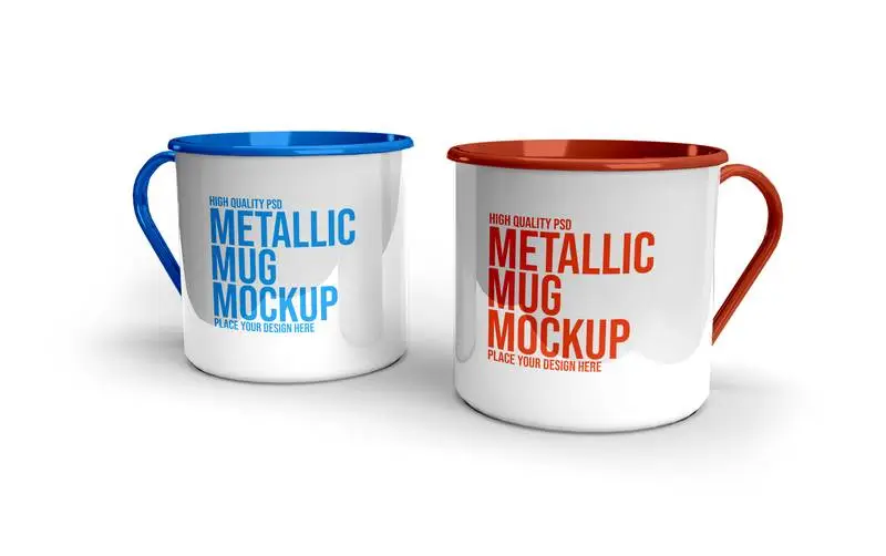 Two Metallic Mugs Mockup