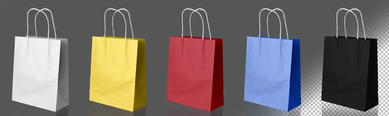 Pack of Isolated Color Paper Bags