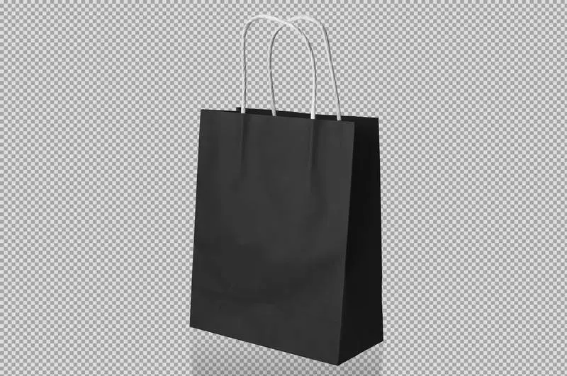 Black Paper Bag Over Transparent Surface