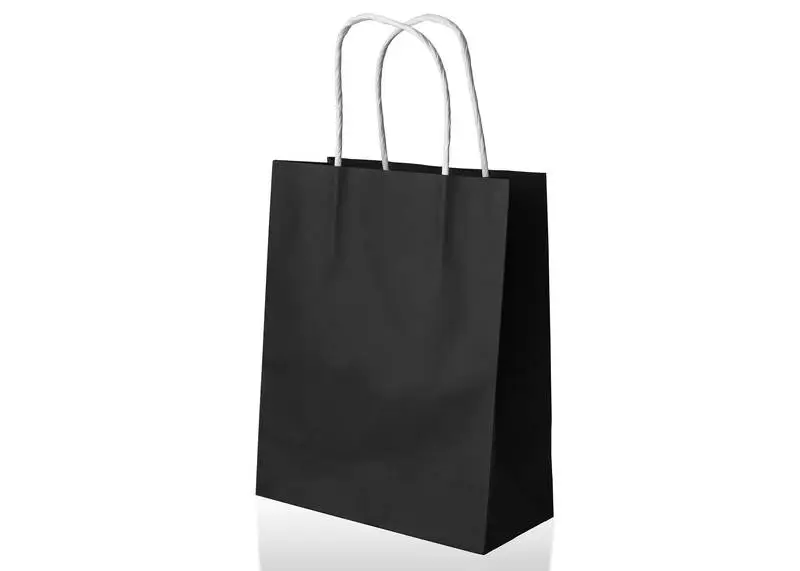Black Paper Bag on White Background