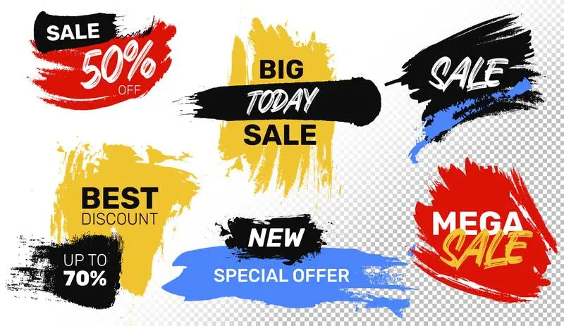 Collection of Brush Stroke Sale Banners