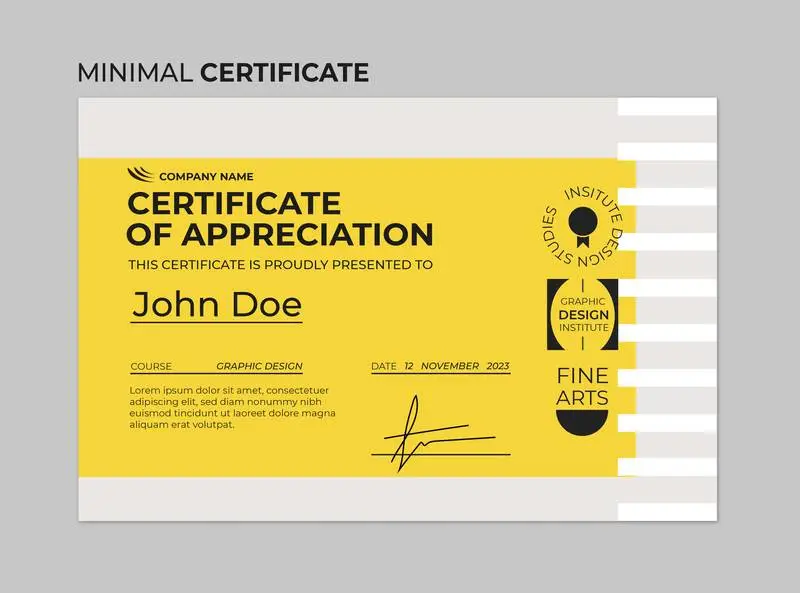 Minimal Yellow Certificate with Logos