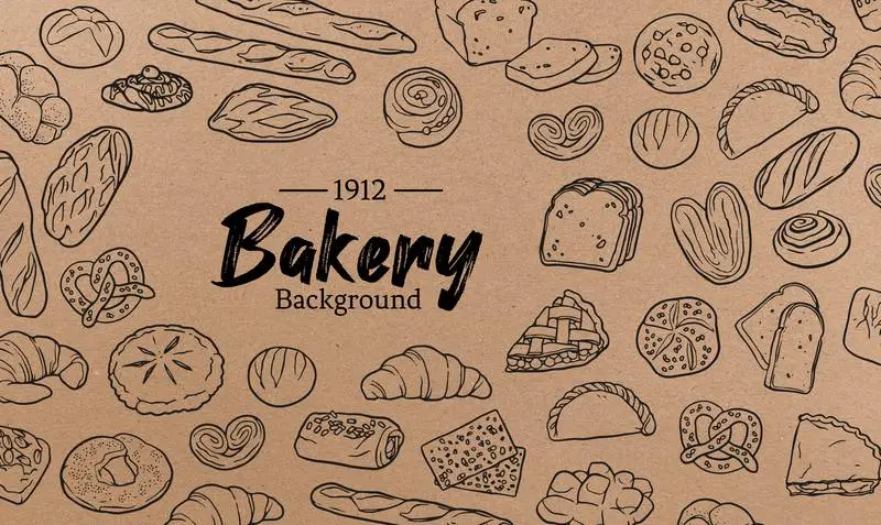 Background with Doodles Pattern for Bakery