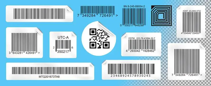 Collection of Barcode Stickers with Barcode on a Gradient Background