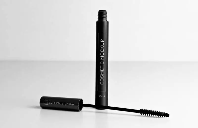 Mockup of Black Plastic Bottle for Cosmetics