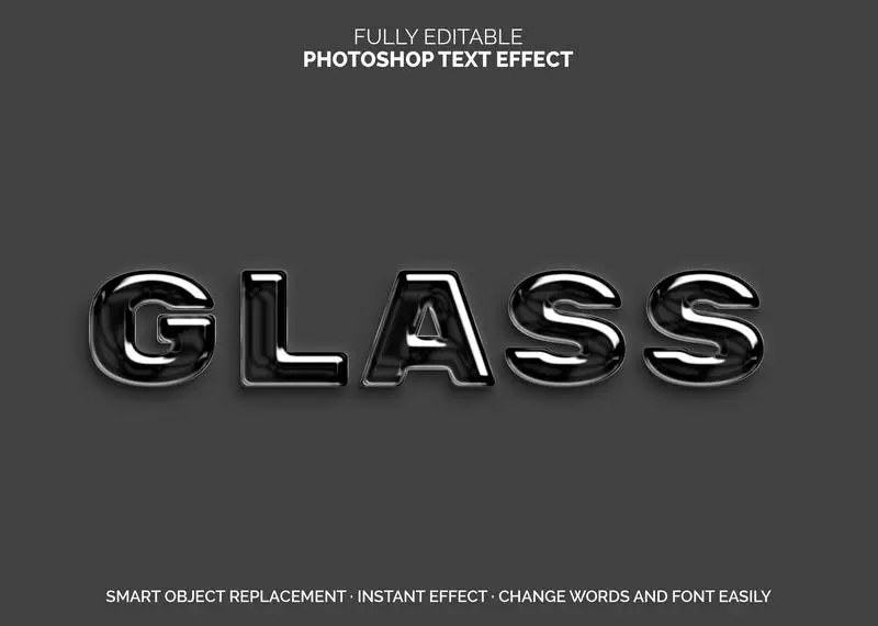 Black Glass Shiny Text Effect