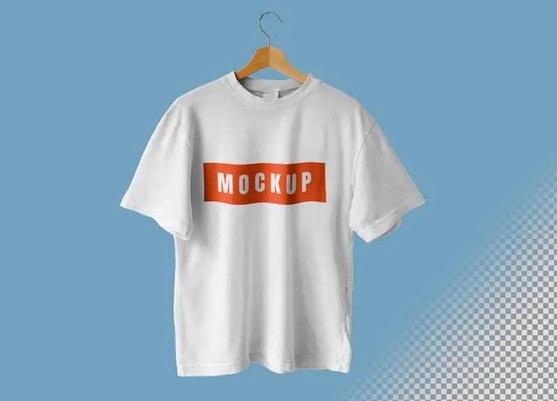 Logo Mockup on White T-Shirt with Hanger