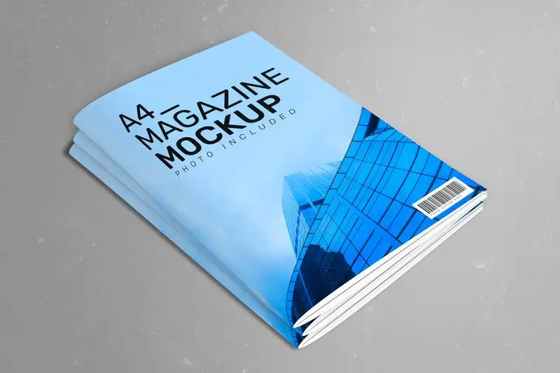 Mockup of a Magazine Collection on a Grey Background