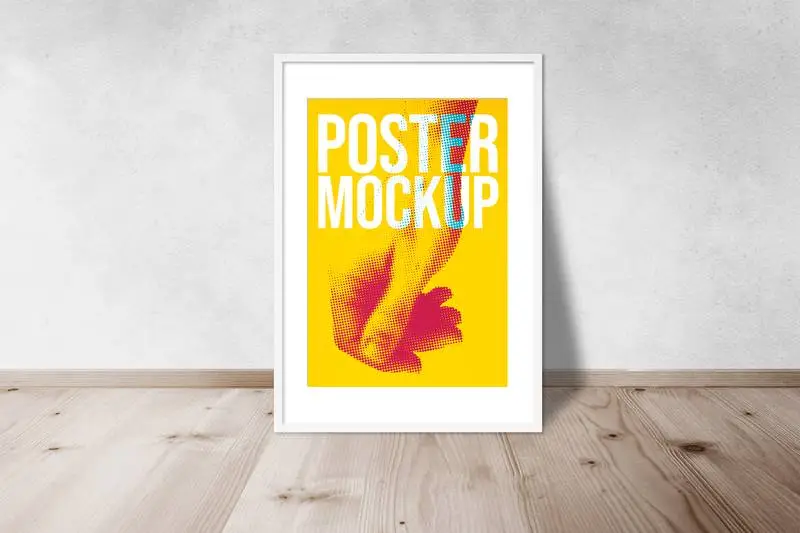 Mockup of Poster with White Frame in a Room Corner