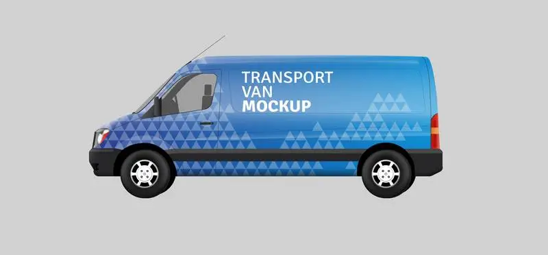 Realistic Transport Van Mockup