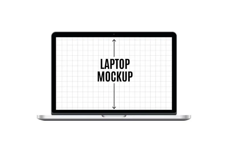Mockup of a Silver Laptop in Front View