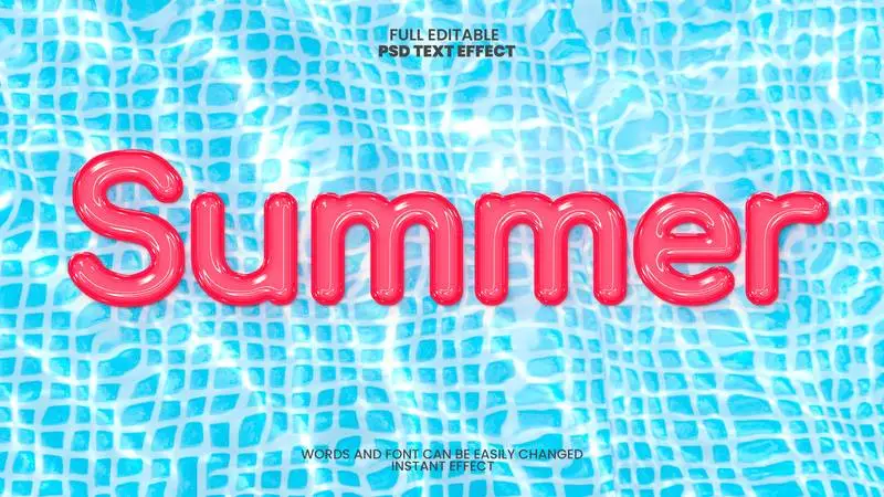 Text Effect of Plastic Inflatable on Summer Pool