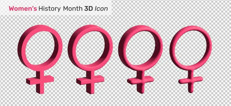Pack of Female Beveled Icons for March 8