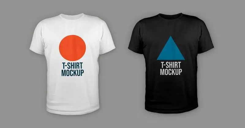 Pack of Black and White Mockup T-Shirts on a Grey Background