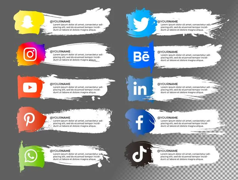 Collection of Banners for Social Media with Paintbrushing