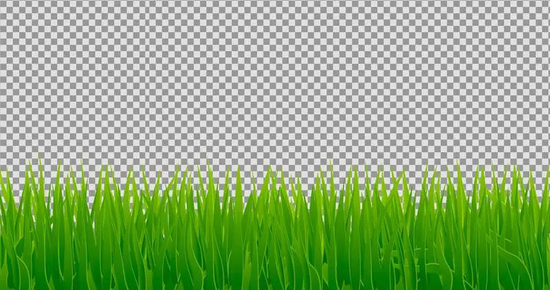 Realistic Grass Background with Gradients on Transparency
