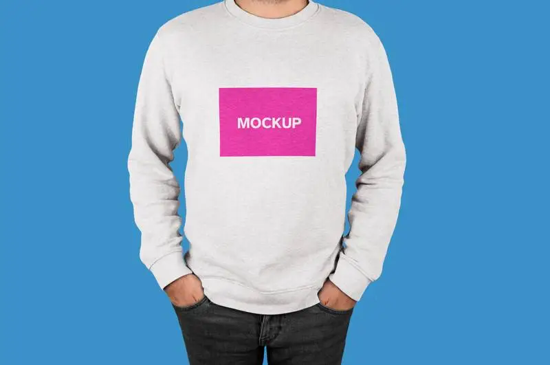 Mockup of Front Model with White Sweatshirt
