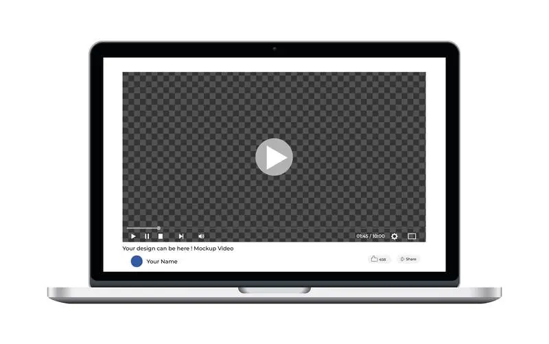 Laptop Mockup with Video Player on Website