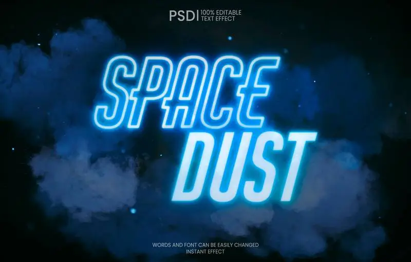 Glowing Blue Text Effect on Spatial Background